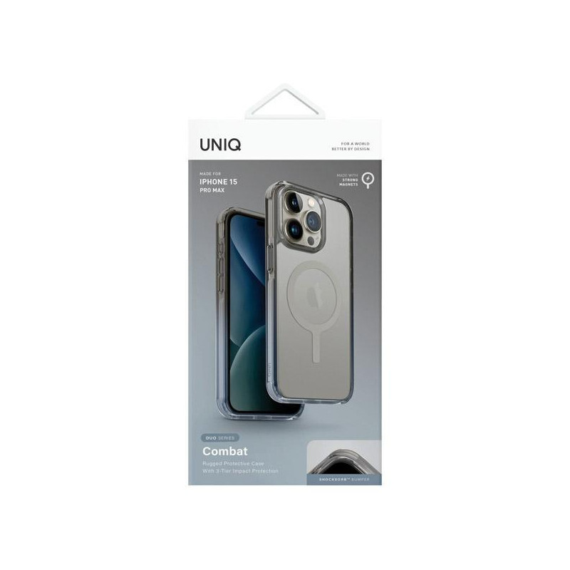 Etui UNIQ Combat Duo Magclick Charging do iPhone 15 Pro Max - niebiesko-szare