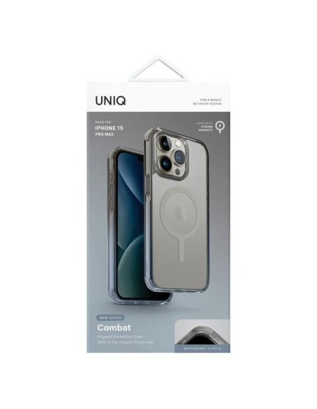 Etui UNIQ Combat Duo Magclick Charging do iPhone 15 Pro Max - niebiesko-szare Etui UNIQ Combat Duo Magclick Charging do iPhone 15 Pro Max - niebiesko-szare