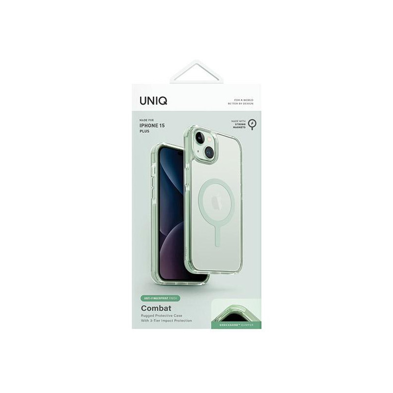 Etui UNIQ Combat Magclick Charging na iPhone 15 Plus / 14 Plus - miętowe