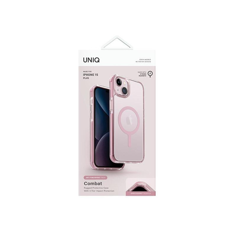 Etui UNIQ Combat Magclick Charging na iPhone 15 Plus / 14 Plus - różowe