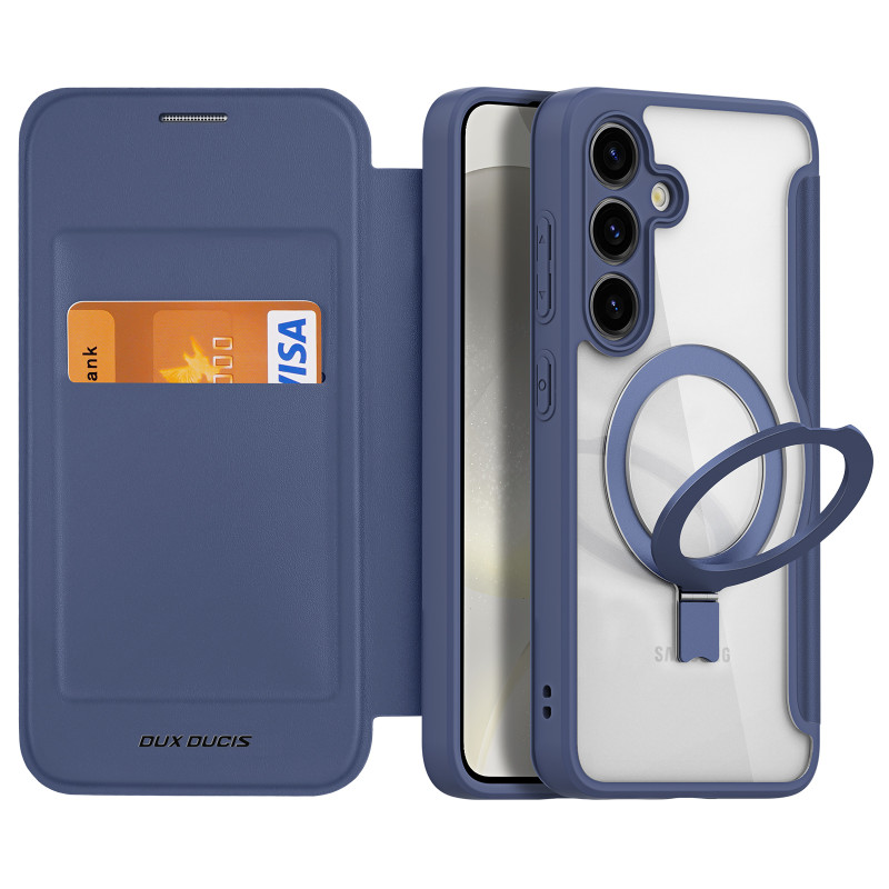 Etui Dux Ducis Skin X Pro z magnetycznym ringiem / podstawką do Samsung S24 - niebieskie
