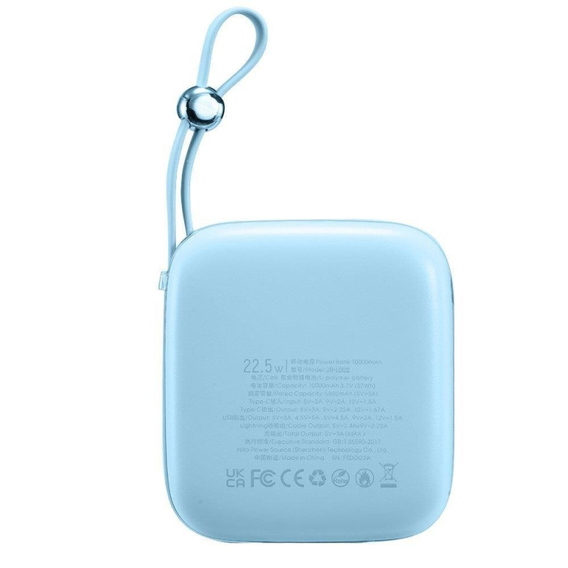 Powerbank 10000mAh Jelly Series 22,5W laidas iPhone Lightning blue