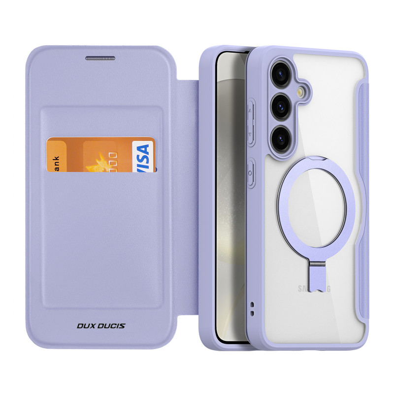 Etui Dux Ducis Skin X Pro z magnetycznym ringiem / podstawką do Samsung S24+ - fioletowe