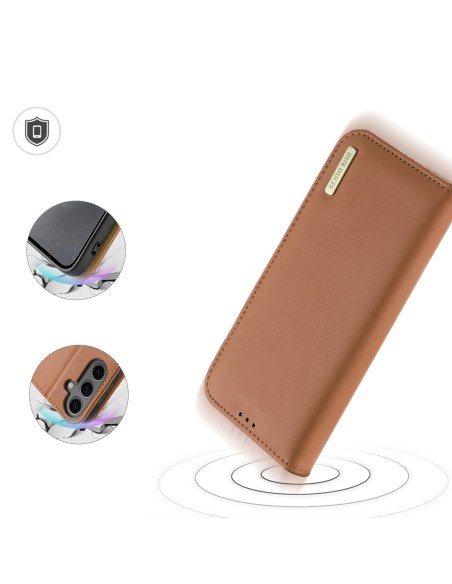 Etui Dux Ducis Hivo z klapką i blokadą RFID do Samsung Galaxy S24 - brązowe