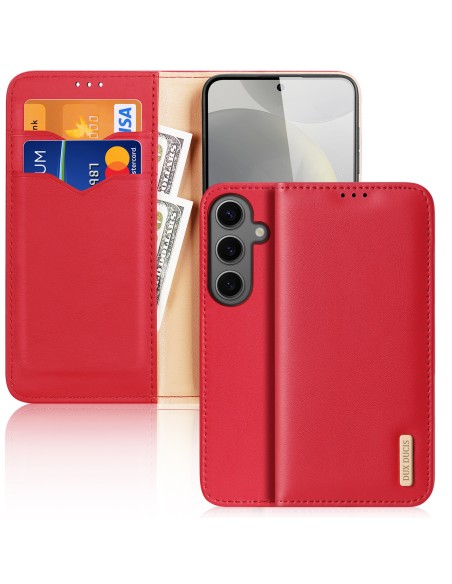 Etui Dux Ducis Hivo z klapką i blokadą RFID do Samsung Galaxy S24 - czerwone