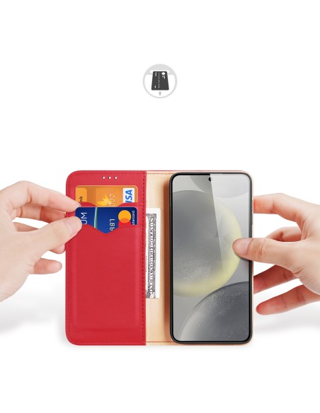Etui Dux Ducis Hivo z klapką i blokadą RFID do Samsung Galaxy S24 - czerwone