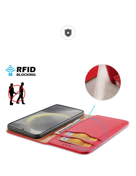Etui Dux Ducis Hivo z klapką i blokadą RFID do Samsung Galaxy S24 - czerwone
