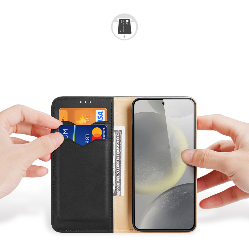 Etui Dux Ducis Hivo z klapką i blokadą RFID do Samsung Galaxy S24+ - czarne