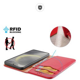 Etui Dux Ducis Hivo z klapką i blokadą RFID do Samsung Galaxy S24+ - czerwone