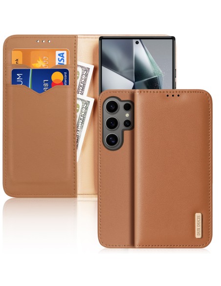 Etui Dux Ducis Hivo z klapką i blokadą RFID do Samsung Galaxy S24 Ultra - brązowe Etui Dux Ducis Hivo z klapką i blokadą RFID do Samsung Galaxy S24 Ultra - brązowe