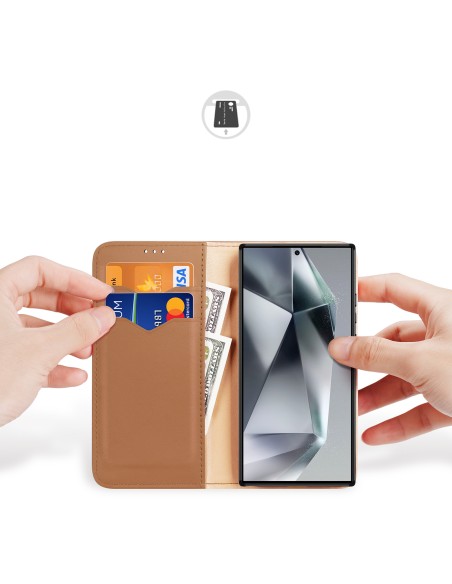 Etui Dux Ducis Hivo z klapką i blokadą RFID do Samsung Galaxy S24 Ultra - brązowe Etui Dux Ducis Hivo z klapką i blokadą RFID do Samsung Galaxy S24 Ultra - brązowe