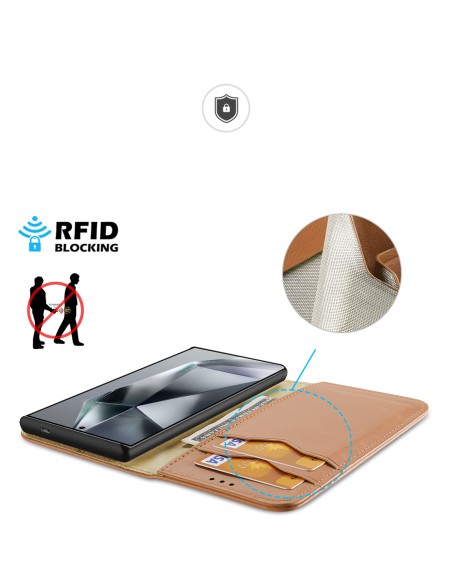 Etui Dux Ducis Hivo z klapką i blokadą RFID do Samsung Galaxy S24 Ultra - brązowe Etui Dux Ducis Hivo z klapką i blokadą RFID do Samsung Galaxy S24 Ultra - brązowe