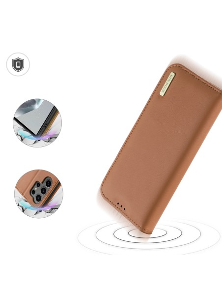 Etui Dux Ducis Hivo z klapką i blokadą RFID do Samsung Galaxy S24 Ultra - brązowe Etui Dux Ducis Hivo z klapką i blokadą RFID do Samsung Galaxy S24 Ultra - brązowe
