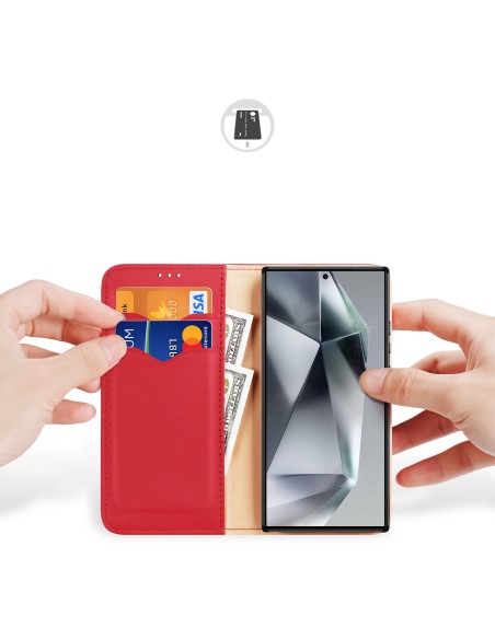 Etui Dux Ducis Hivo z klapką i blokadą RFID do Samsung Galaxy S24 Ultra - czerwone Etui Dux Ducis Hivo z klapką i blokadą RFID do Samsung Galaxy S24 Ultra - czerwone