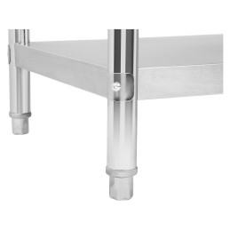 Virtuvės stalas su nerūdijančio plieno stalviršiu su apvadu ir apatine lentyna 120x70cm
