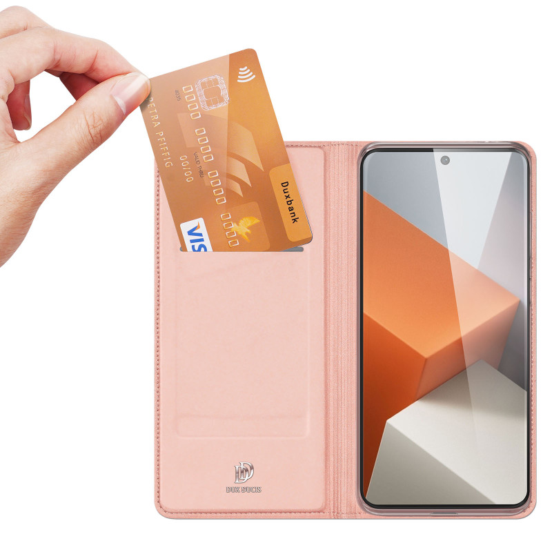Etui Dux Ducis Skin Pro z klapką i miejscem na kartę na Xiaomi Redmi Note 13 Pro+ 5G - różowe