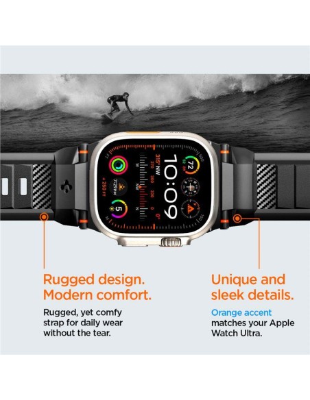 Pasek Spigen Rugged Band na Apple Watch 4/ 5/ 6/ 7/ 8/ 9/ SE/ Ultra 1/ 2 (42/ 44/ 45/ 49mm) - czarny mat