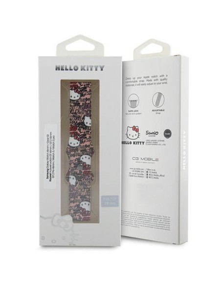 Pasek Hello Kitty Silicone Tags Graffiti uniwersalny 22mm - różowy Pasek Hello Kitty Silicone Tags Graffiti uniwersalny 22mm - różowy