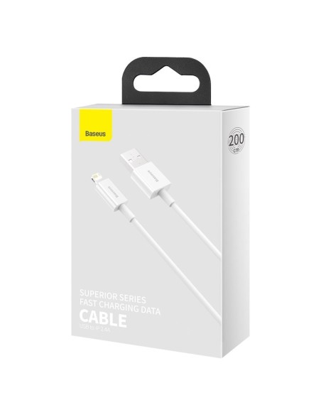Superior kabelis USB kabelis iPhone Lightning 2.4A 2m Baltas Superior kabelis USB kabelis iPhone Lightning 2.4A 2m Baltas
