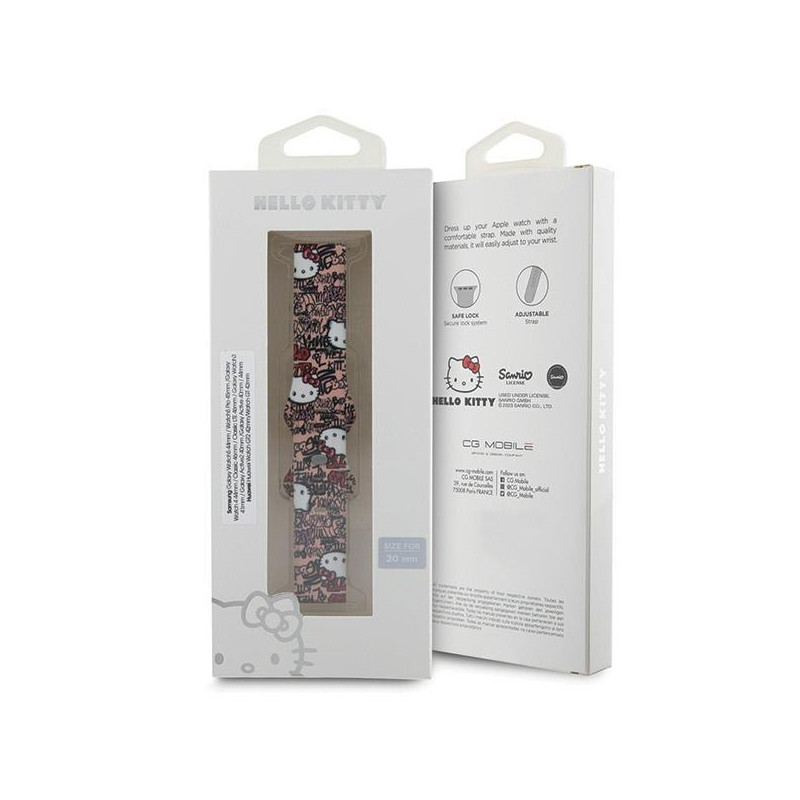 Pasek Hello Kitty Silicone Tags Graffiti uniwersalny 20mm - różowy