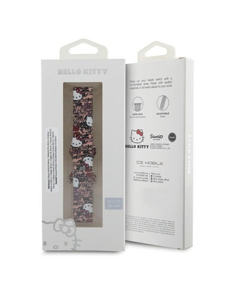 Pasek Hello Kitty Silicone Tags Graffiti uniwersalny 20mm - różowy Pasek Hello Kitty Silicone Tags Graffiti uniwersalny 20mm - różowy