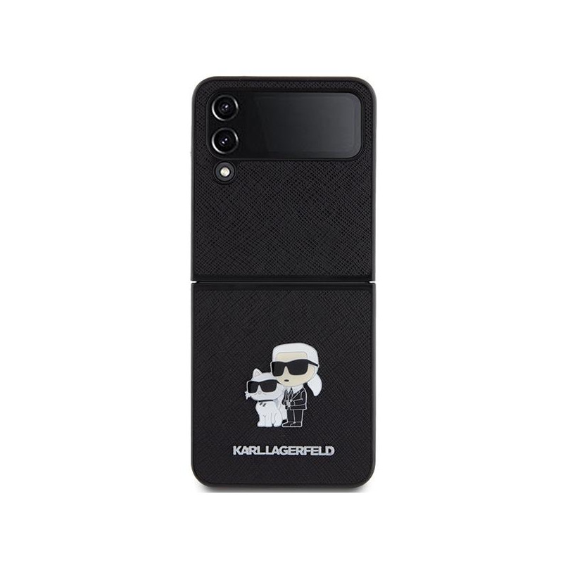 Etui Karl Lagerfeld Saffiano Karl&Choupette Pin na Samsung Galaxy Z Flip 4 - czarne