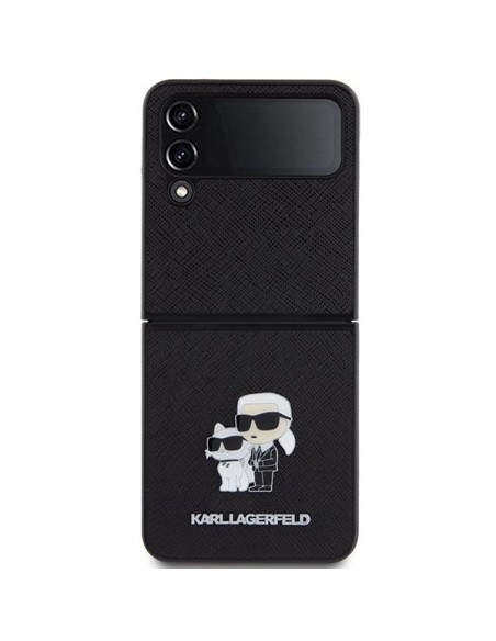 Etui Karl Lagerfeld Saffiano Karl&Choupette Pin na Samsung Galaxy Z Flip 4 - czarne