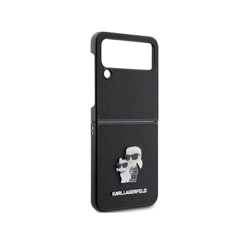 Etui Karl Lagerfeld Saffiano Karl&Choupette Pin na Samsung Galaxy Z Flip 4 - czarne