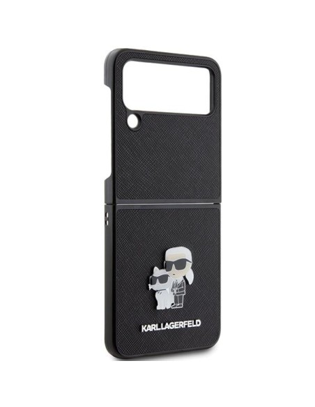 Etui Karl Lagerfeld Saffiano Karl&Choupette Pin na Samsung Galaxy Z Flip 4 - czarne