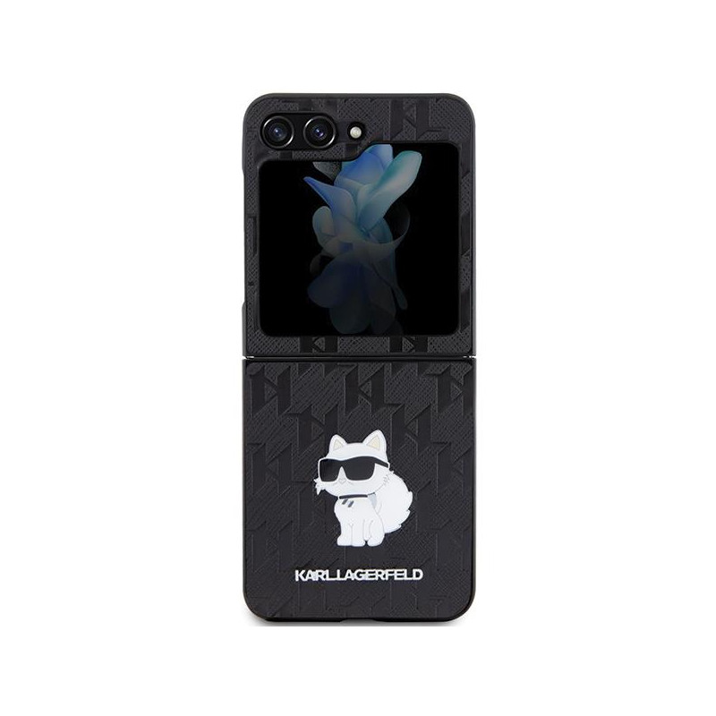 Etui Karl Lagerfeld Saffiano Monogram Choupette Pin na Samsung Galaxy Z Flip 5 - czarne