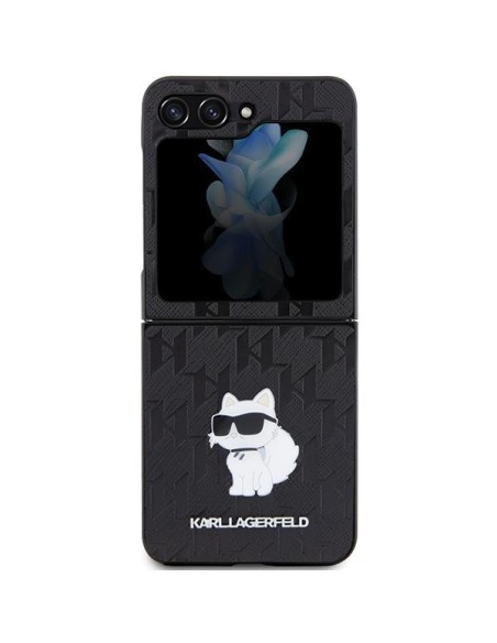 Etui Karl Lagerfeld Saffiano Monogram Choupette Pin na Samsung Galaxy Z Flip 5 - czarne Etui Karl Lagerfeld Saffiano Monogram Choupette Pin na Samsung Galaxy Z Flip 5 - czarne
