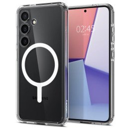 Etui Spigen Crystal Hybrid OneTap Ring z MagSafe na Samsung Galaxy S24 - przezroczysto-białe