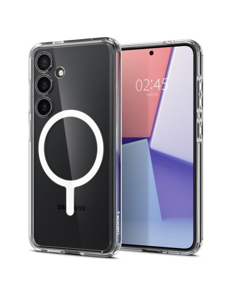Etui Spigen Crystal Hybrid OneTap Ring z MagSafe na Samsung Galaxy S24 - przezroczysto-białe Etui Spigen Crystal Hybrid OneTap Ring z MagSafe na Samsung Galaxy S24 - przezroczysto-białe