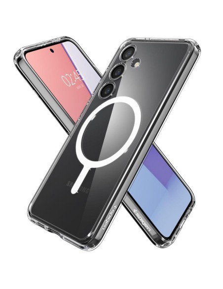 Etui Spigen Crystal Hybrid OneTap Ring z MagSafe na Samsung Galaxy S24 - przezroczysto-białe Etui Spigen Crystal Hybrid OneTap Ring z MagSafe na Samsung Galaxy S24 - przezroczysto-białe