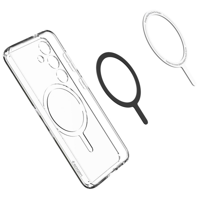 Etui Spigen Crystal Hybrid OneTap Ring z MagSafe na Samsung Galaxy S24 - przezroczysto-białe