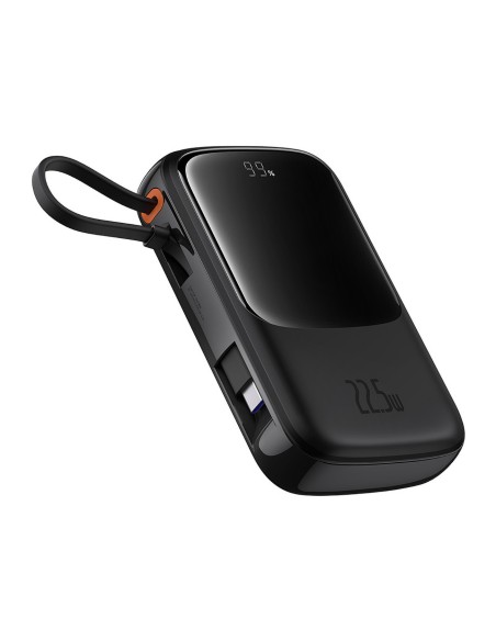 Powerbank Baseus Qpow Pro+ 10000mAh 22.5W z wbudowanym kablem USB-C i wyświetlaczem - czarny