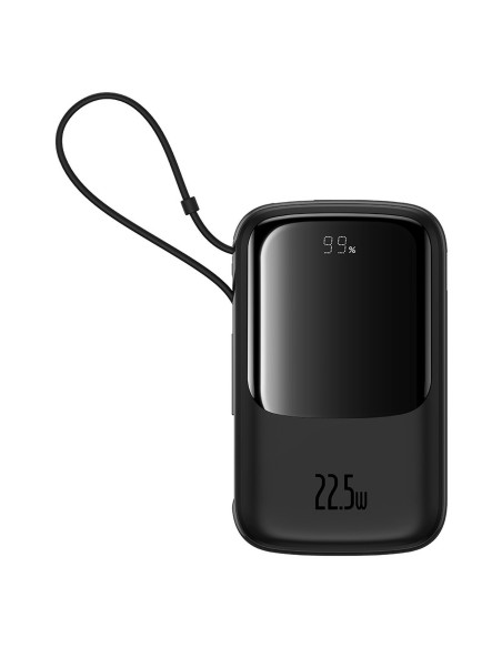 Powerbank Baseus Qpow Pro+ 10000mAh 22.5W z wbudowanym kablem USB-C i wyświetlaczem - czarny