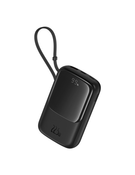 Powerbank Baseus Qpow Pro+ 10000mAh 22.5W z wbudowanym kablem USB-C i wyświetlaczem - czarny