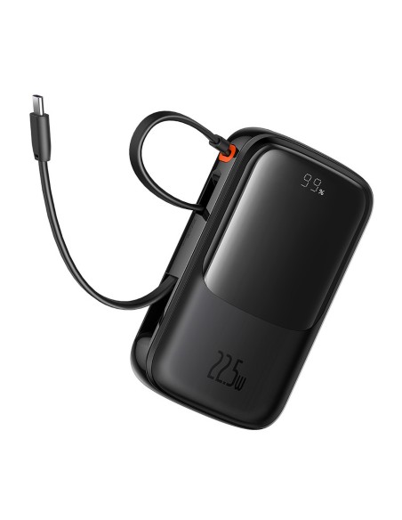 Powerbank Baseus Qpow Pro+ 10000mAh 22.5W z wbudowanym kablem USB-C i wyświetlaczem - czarny