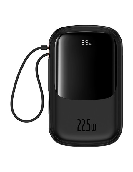 Powerbank Baseus Qpow Pro+ 20000mAh 22.5W z wbudowanym kablem USB-C i wyświetlaczem - czarny