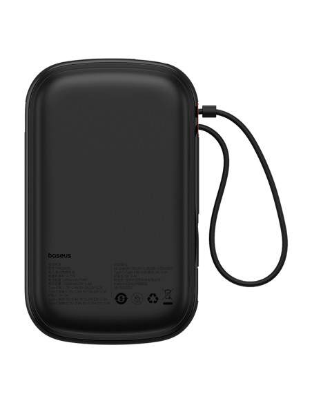 Powerbank Baseus Qpow Pro+ 20000mAh 22.5W z wbudowanym kablem USB-C i wyświetlaczem - czarny