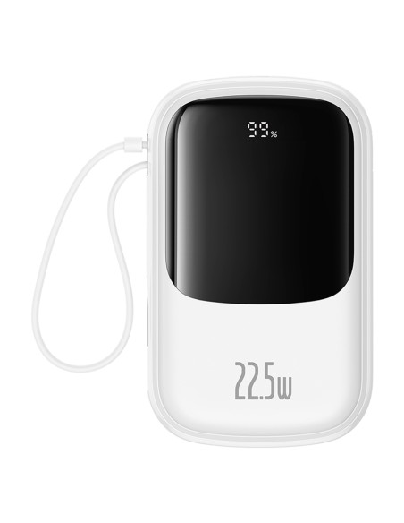 Powerbank Baseus Qpow Pro+ 20000mAh 22.5W z wbudowanym kablem USB-C i wyświetlaczem - biały Powerbank Baseus Qpow Pro+ 20000mAh 22.5W z wbudowanym kablem USB-C i wyświetlaczem - biały