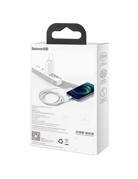 Superior kabelis USB kabelis iPhone Lightning 2.4A 2m Baltas Superior kabelis USB kabelis iPhone Lightning 2.4A 2m Baltas