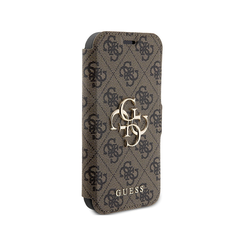 Etui Guess 4G Metal Logo na iPhone 15 Pro - brązowe