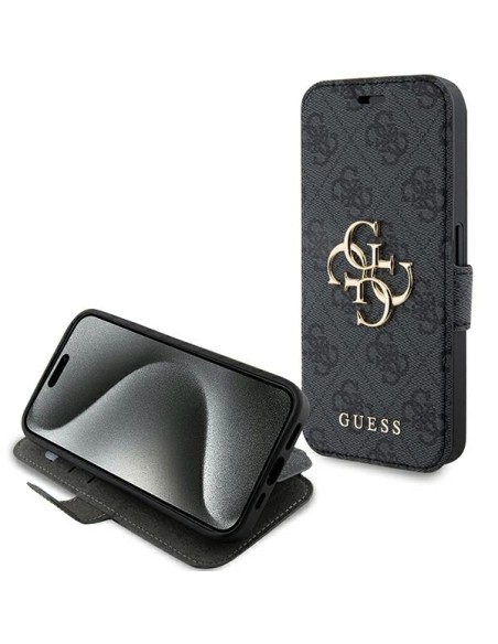 Etui Guess 4G Metal Logo na iPhone 15 Pro Max - szare Etui Guess 4G Metal Logo na iPhone 15 Pro Max - szare
