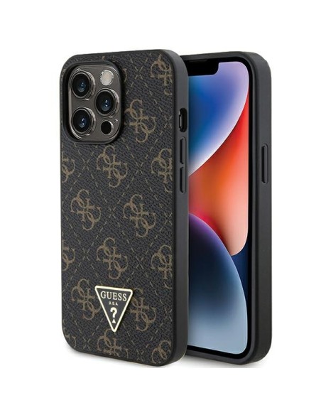 Etui Guess 4G Triangle Metal Logo na iPhone 13 Pro / iPhone 13 - czarne Etui Guess 4G Triangle Metal Logo na iPhone 13 Pro / iPhone 13 - czarne