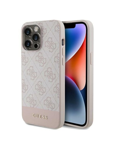 Etui Guess 4G Stripe Collection na iPhone 14 Pro - różowe Etui Guess 4G Stripe Collection na iPhone 14 Pro - różowe
