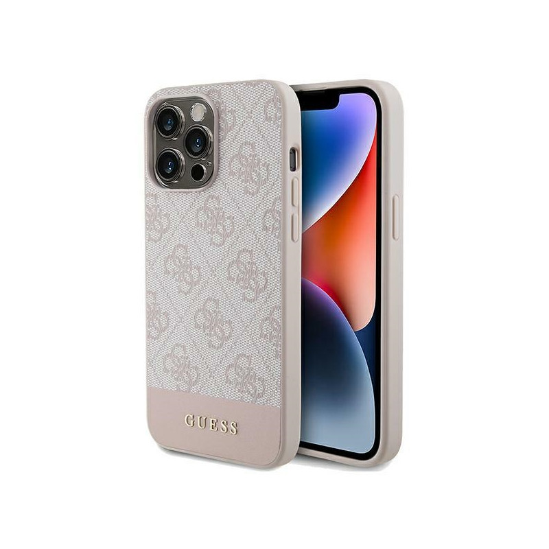 Etui Guess 4G Stripe Collection na iPhone 14 Pro Max - różowe