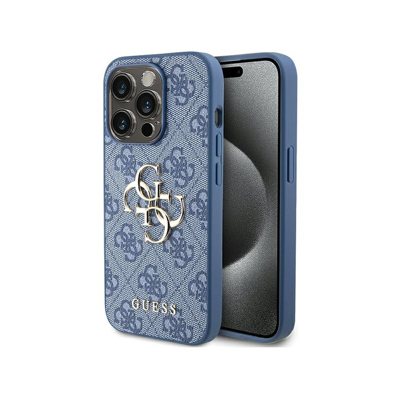Etui Guess 4G Big Metal Logo na iPhone 15 Pro - niebieskie