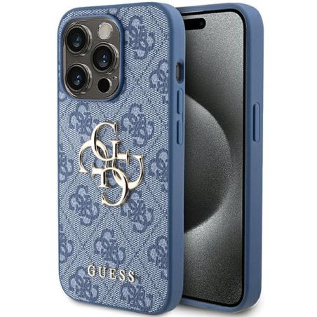 Etui Guess 4G Big Metal Logo na iPhone 15 Pro - niebieskie Etui Guess 4G Big Metal Logo na iPhone 15 Pro - niebieskie